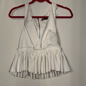 Ina White Peplum Sleeveless Tank Top